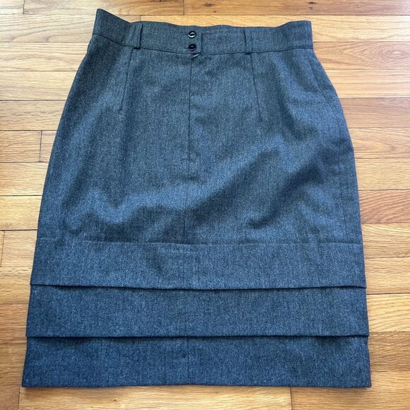 Vintage Gray Wool Tiered Pencil Skirt - Picture 2 of 6